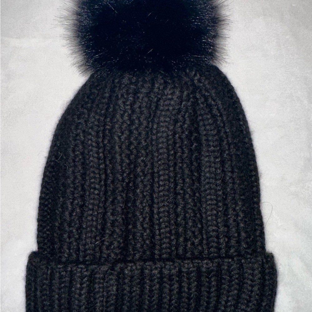 Cozy Black Knit Beanie with Pom Pom
